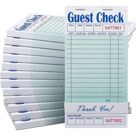 Batrical Guest Checks Server Note Pads 1000 Sheets Waitress Notepad for Restaurants (20 Books) 3.5" x 6.75" Per Ticket Book