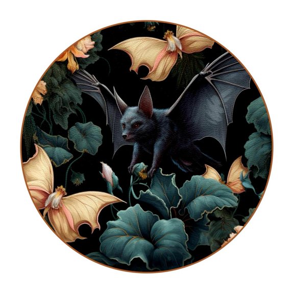 Bats 6pcs Microfiber Leather Round Car Coasters, 11x11 cm/4.3x4.3 in, Cup Holder Mats for Car, Set of 6 Absorbent Drink Coasters