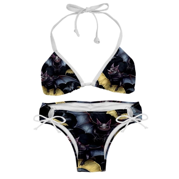 Bats Adjustable Strap Bikini Set with Detachable Sponge, Two-Pack - Ideal for All Swim Suit Scenes