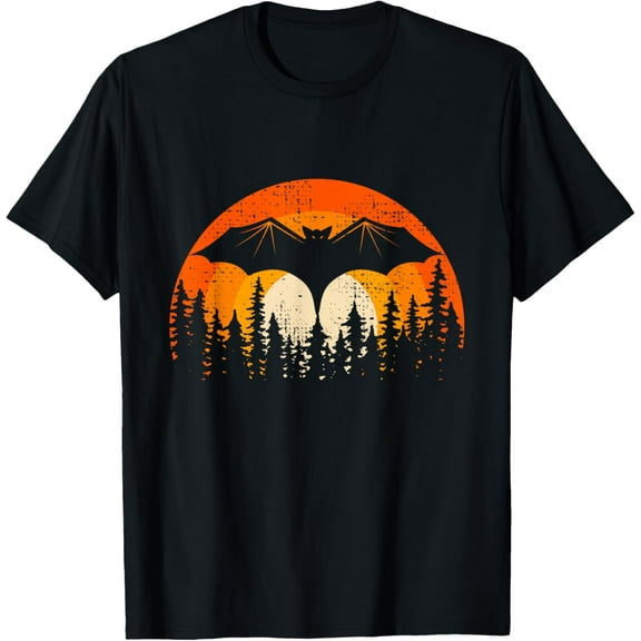 Bats Are Cool Lovely Bat Sunset School Summer Break Graphic T-Shirt100% pure cotton short-sleeved shirt for both men and women