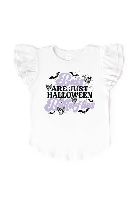 Bats Are Just Halloween Butterflies - Flutter Sleeve Graphic T-Shirt