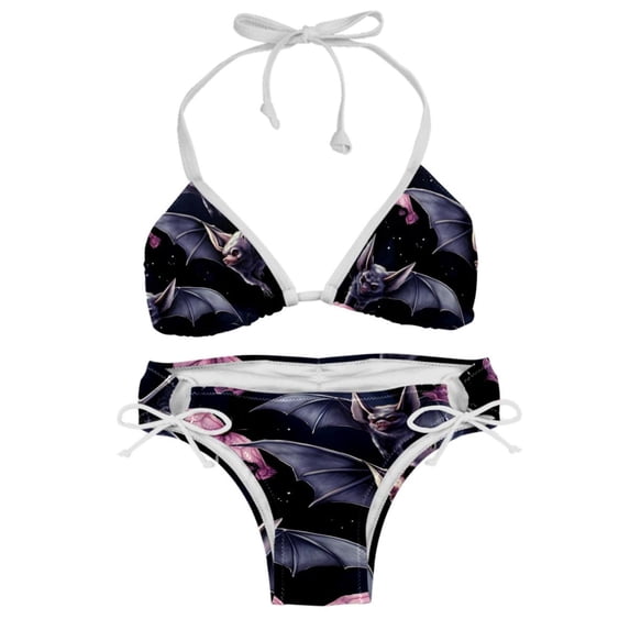Bats Detachable Sponge Adjustable Strap Bikini Set Two-Pack Swim Suits - Ideal for Beach and Pool Scenes