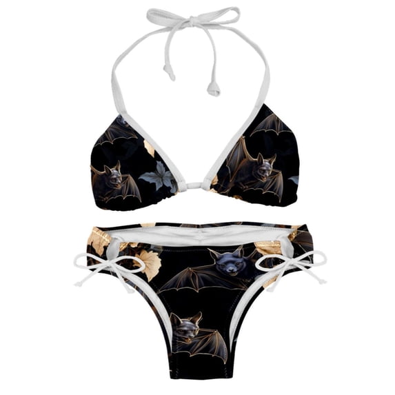 Bats Detachable Sponge Adjustable Strap Bikini Set, Two-Pack Swim Suits for Versatile Swim Wear Looks