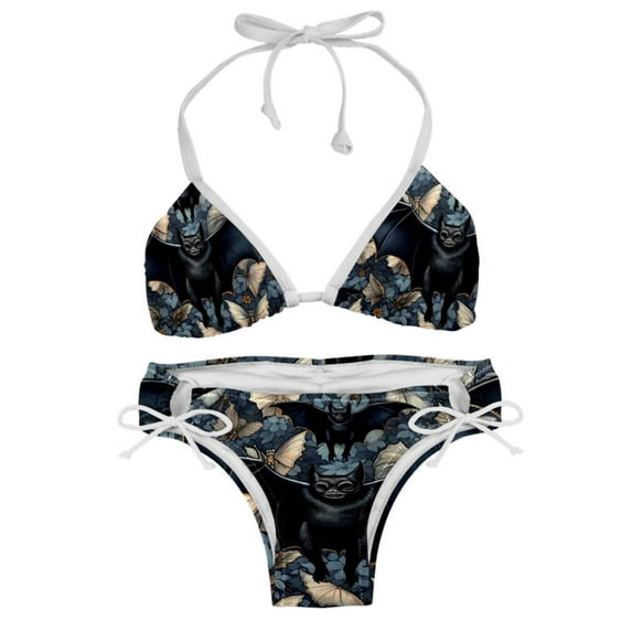 Bats Detachable Sponge Adjustable Strap Bikini Set - Two-Pack Swim Wear One-Piece Swimsuits