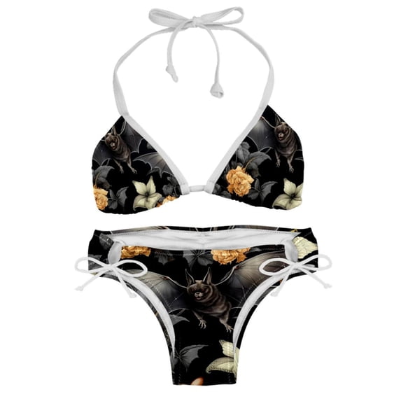 Bats Detachable Sponge Adjustable Strap One-Piece Swimsuit Set - Two-Pack, Beach & Pool Ready