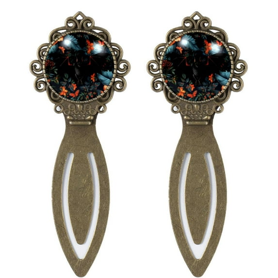 Bats Elegant Vintage Copper-Colored Lace Bookmarks - Set of 2, Stainless Steel Book Accessories for Readers and Book Lovers
