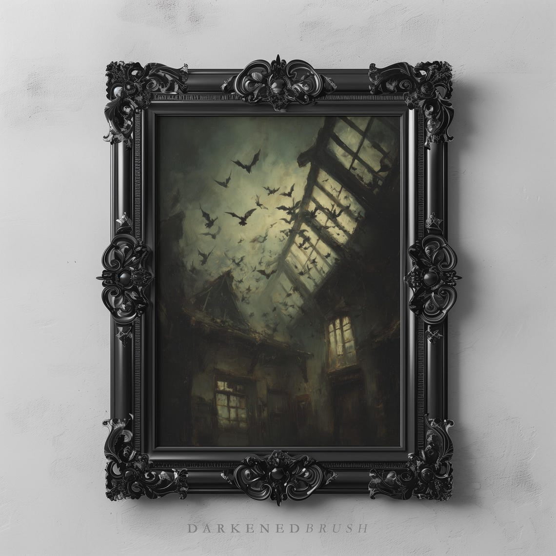 Bats Flying Through Collapsing Gothic Haunted Architecture Dark ...