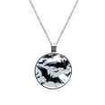 thumbnail image 1 of Bats Glass Circular Pendant Necklace | Stylish Glass Design Pendant Necklaces, 1 of 5