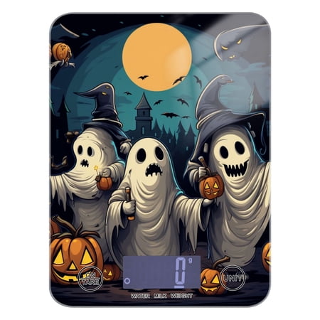 Bats Halloween Ghosts Pumpkins Food Scale Digital Kitchen Scale Waterproof Tempered Glass Tare Function 11 lb for Baking Cooking Meal Prep