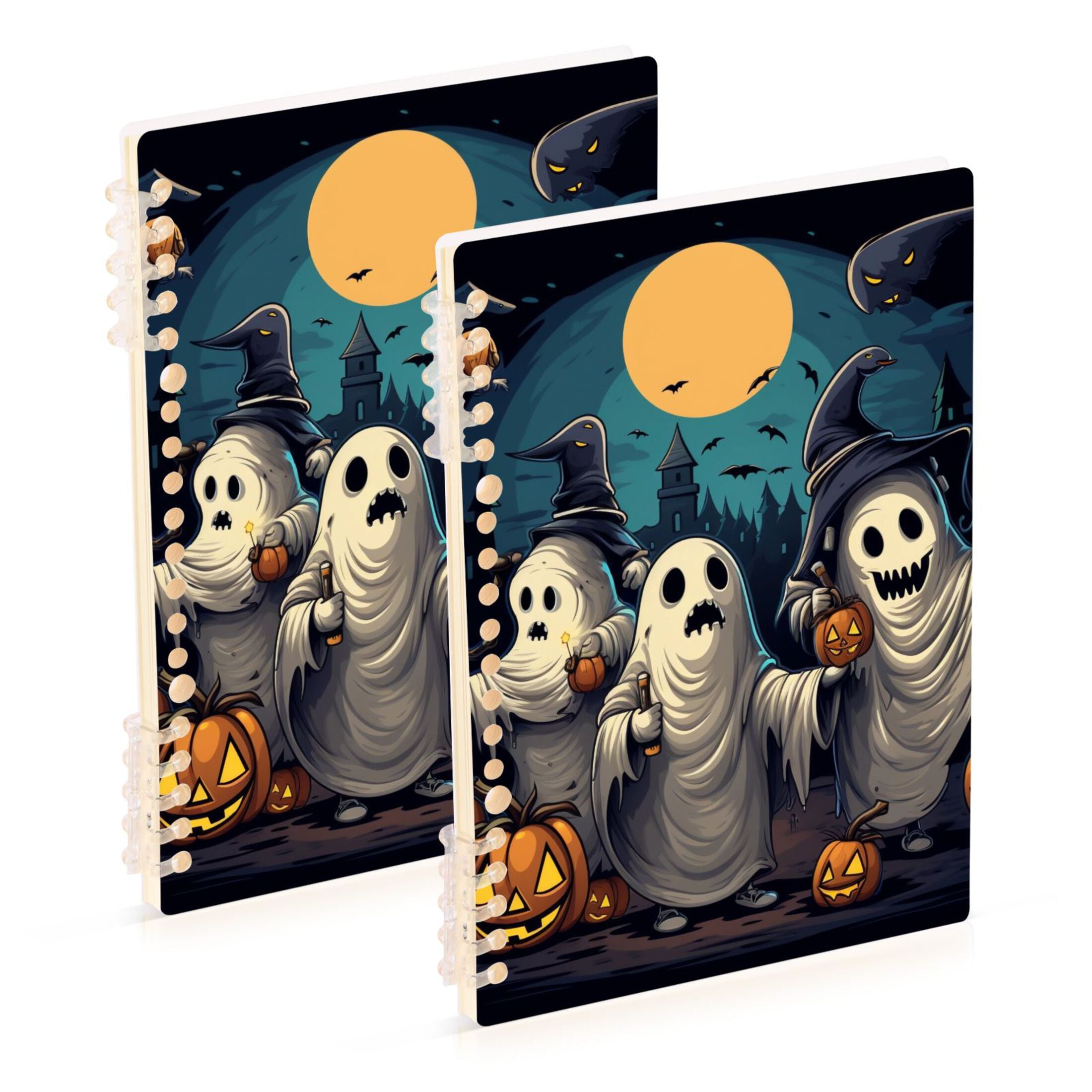 Bat Notebook Bats Halloween Ghosts Pumpkins Ring Binder Notebook Journey Note Diary ...