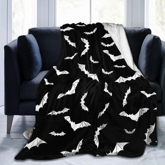 Bats Halloween Goth Fleece Flannel Blanket Throw Warm Lightweight Blankets for Home Office All Season (Bats Halloween Goth, 60x80)