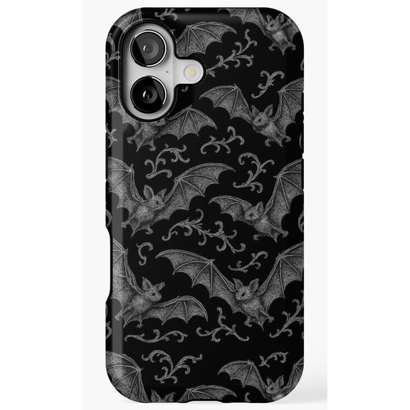Bats In Victorian Black Gothic Goth Design Phone Case for iPhone 17 16 15 14 13 12 11 Pro Max