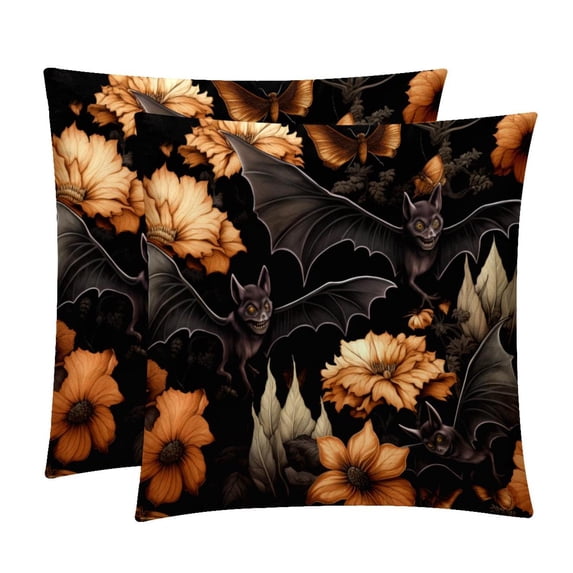 Bats Inserts in Sizes 16x16, 18x18, and 20x20 Inches with Unique Patterns - Set of 2 for Bed Pillows,and Chair Pillow Covers - Great for Various Occasions!
