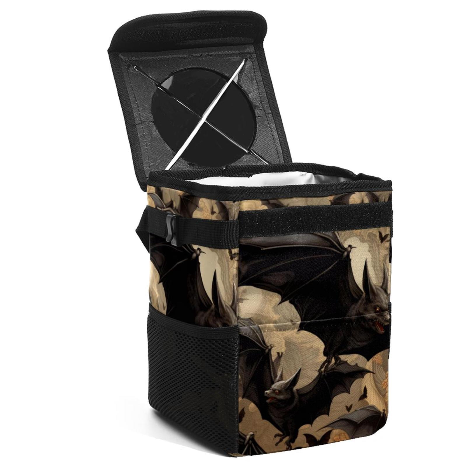 MNSRUU Car Trash Can With Lid, Bats Stars Car Trash Bag - View #3