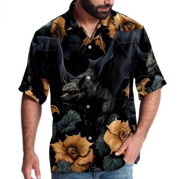 Bats Men's Button Down Hawaiian Print Short Sleeve Casual Summer Beach Shirts