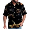thumbnail image 1 of Bats Men's Casual Printed Button Down Short Sleeve Poplin Hawaiian Beach Shirt with Spread Collar Tops, 1 of 6