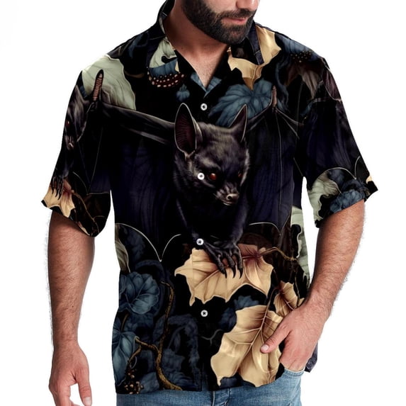 Bats Men's Hawaiian Button Down Printed Short Sleeve Summer Beach Shirts