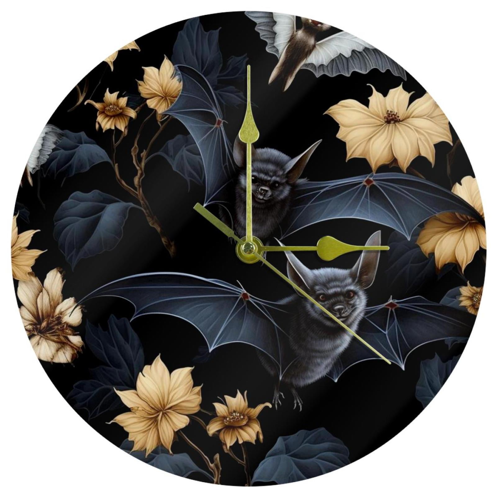 Bats Modern Round Acrylic Wall Clock, 9.8 Inches, Silent Non-Ticking ...