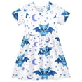thumbnail image 1 of Bats Moons Pattern Girls Short Sleeve Dress A Line Sun Protection Breathable Comfort Sundress 3T, 1 of 8