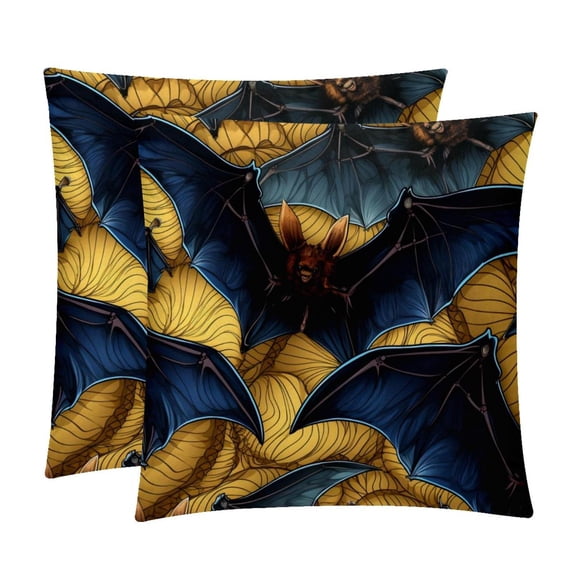Bats Pillow Covers with Unique Patterns - Set of 2, Chair Pillow Covers for Sofa, Couch, Bed - Available in 16x16, 18x18, 20x20 Inches for Home Decor and Gifts