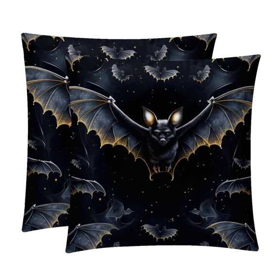 Bats Pillows Set of 2 | Decorative Covers Pillows with Unique Patterns | Available in 16x16, 18x18, and 20x20 Inches | for Home Decor and Gifting