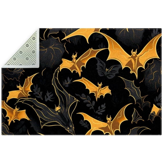 Bats Polyester Right-Angle Floor Mat - Durable Indoor Rug for Home and Office Use
