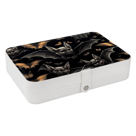 Bats Portable PU Leather Jewelry Organizer Display Case with Removable Compartment, Earring Holder, and Jewelry Stand