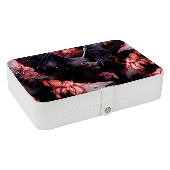 Bats Portable PU Leather Jewelry Organizer with Removable Compartment, Storage Box, Necklace Holder, and Travel Organizer