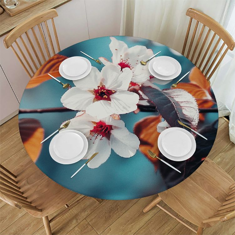 Bats Round Tablecloths Elastic Edged Black and White Bat Halloween