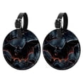 thumbnail image 1 of Bats Set of 2pcs PU Leather Round Suitcase Tags with Privacy Cover and Name ID Tag - Ideal for Travel Luggage, Handbags, Backpacks, School Bags, 1 of 1