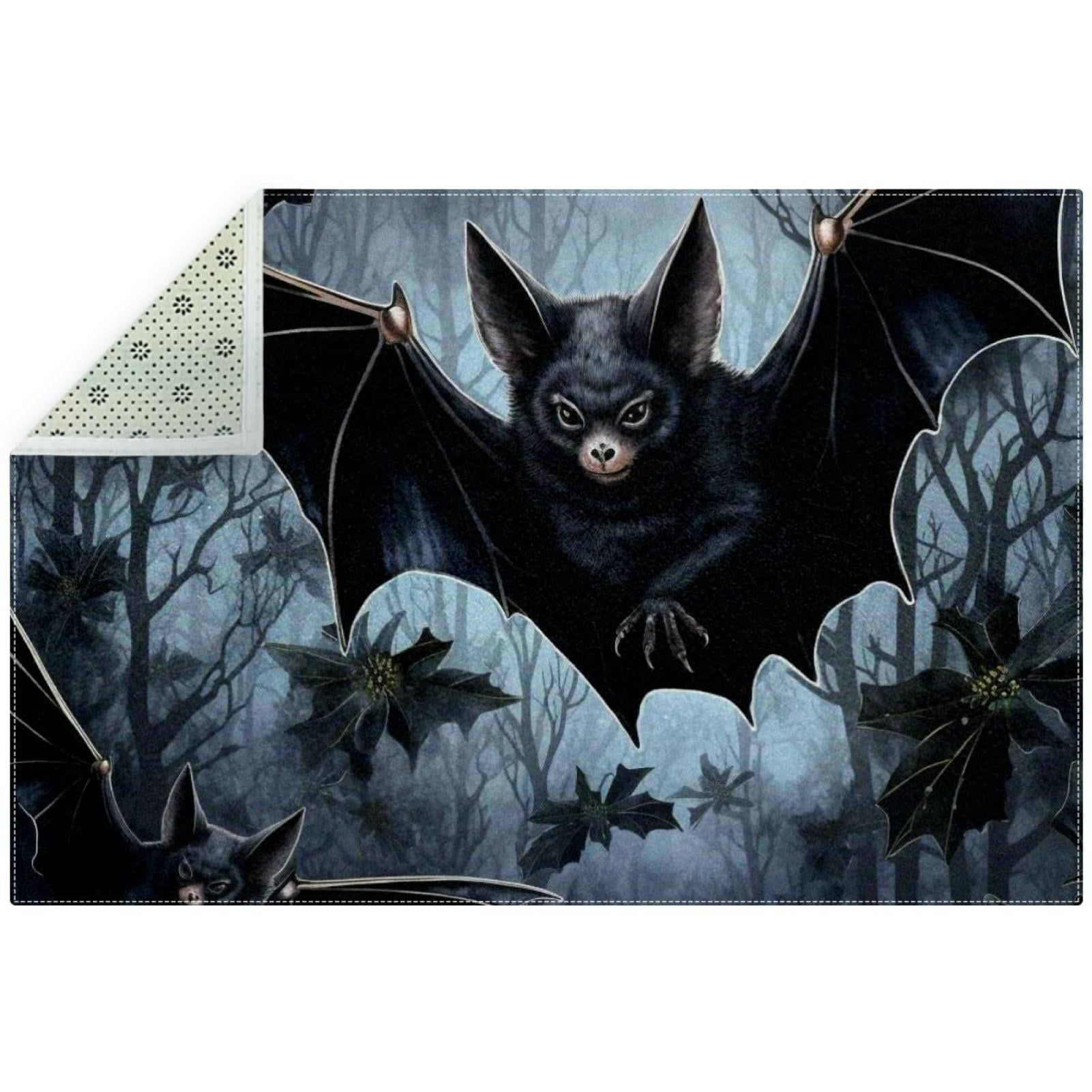 Bats Soft Polyester Bath Rug Quick Dry Absorbent Floor Mat for