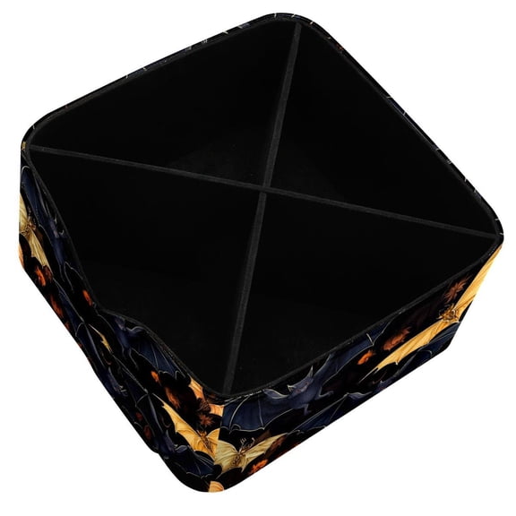 Bats Square Pencil Case with 4 Compartments, Removable Dividers, Brush Holder, Pencil Holder