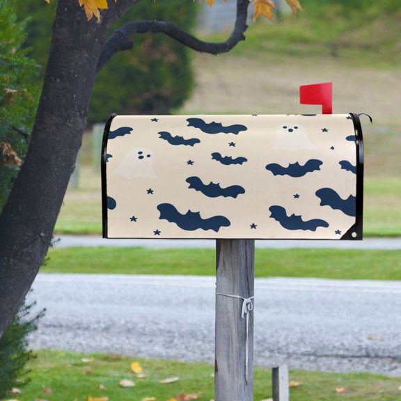 Bats Stars Specters Halloween Magnetic Mailbox Cover Rust Protection Yard Decor 20.7" x 18.03"