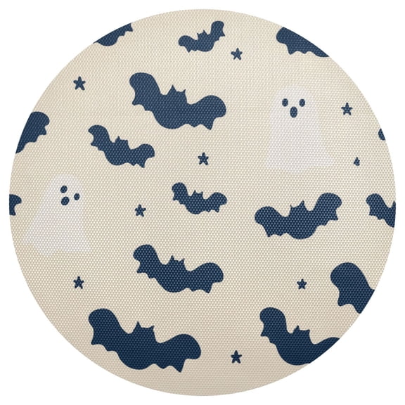 Bats Stars Specters Halloween PVC Round Grid Placemat Table Mat 1 Pc 15.4" x 15.4"