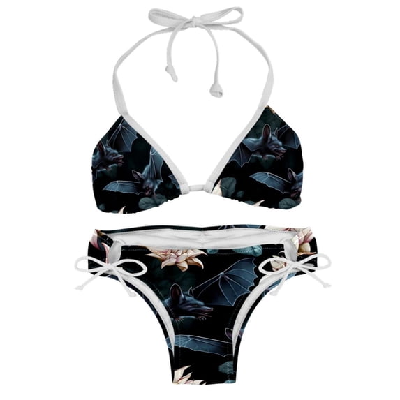 Bats Stylish Bikini Set with Detachable Sponge & Adjustable Strap, 2-Pack One-Piece Swimsuits for All Scenes
