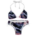 thumbnail image 1 of Bats Stylish Bikini Set with Detachable Sponge & Adjustable Strap, 2-Pack One-Piece Swimsuits for All Scenes, 1 of 6