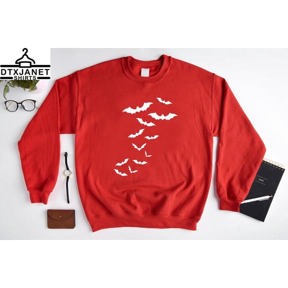 Bats Sweatshirt, Bats Sweatshirt,Spooky Season Gift Tee,Bat Lover Gift, Bat Sweater, Unisex Fall Bats Crewneck, Goth Sweatshirt All Size S-5Xl