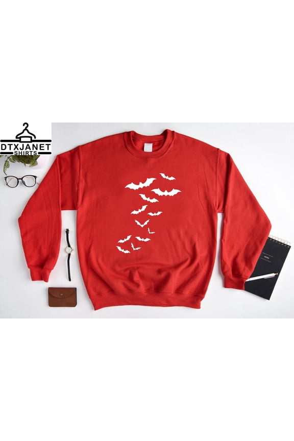 Bats Sweatshirt, Bats Sweatshirt,Spooky Season Gift Tee,Bat Lover Gift, Bat Sweater, Unisex Fall Bats Crewneck, Goth Sweatshirt All Size S-5Xl