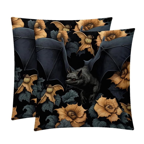Bats Velvet Throw Pillow Covers Set with Unique Patterns - 16x16, 18x18, 20x20 Inches - 2 Throw Pillow Inserts & Covers for Any Occasion