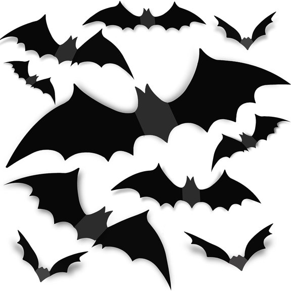 Bats Wall Decor - 120 Realistic PVC 3D Black Scary Bat Wall Stickers for Creepy Home Decor & Halloween Party Decorations - DIY Wall Decal for Bathroom & Indoor Use