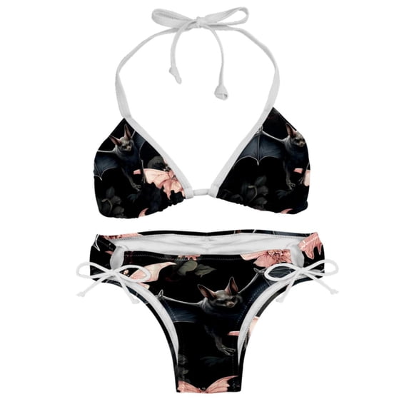 Bats Women's Swimsuit Bikini Set, Detachable Sponge, Adjustable Strap, Two-Pack, Beach & Pool Ready