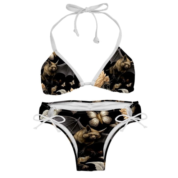 Bats Women's Swimsuit Bikini Set with Detachable Sponge, Adjustable Strap, Two-Pack - Ideal for Beach, Pool, Swim Parties