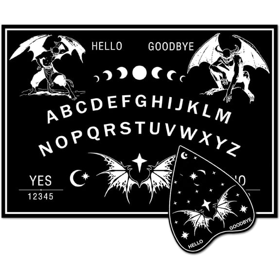 Bats Wood Spirit Board Talking Board Dowsing Divination Set with Luncheonette Metaphysical Message Tool Stuff Crafts for Spiritual Games Party 11.8x8.3 Inch Moon