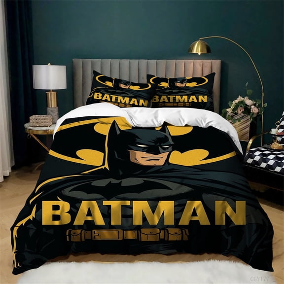 Batt-man Bedding Set 3pcs Lightweight Comforter Quilt Cover Set Twin Ultra Soft Duvet Cover for All Season