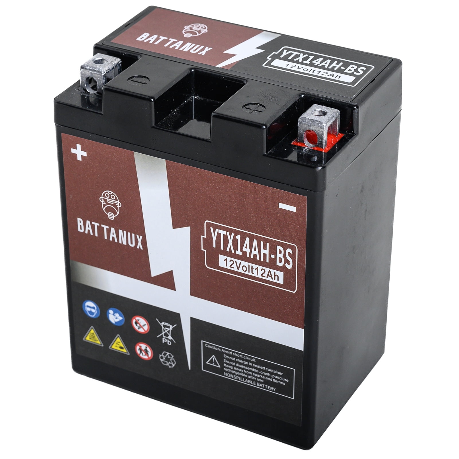 Battanux YTX14AH-BS Battery & Motorcycle Battery, Sealed SLA/AGM 12Volts12Ah ATV/UTV