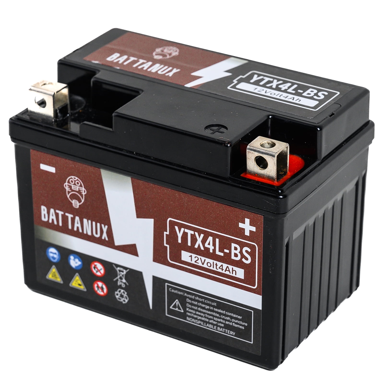Battanux YTX4L-BS Battery & Motorcycle Battery, Sealed SLA/AGM 12V4Ah ATV/UTV/Snowmoble/Motor bike Battery Maintenance Free & No tools for installation & Advanced Technology & Environmental