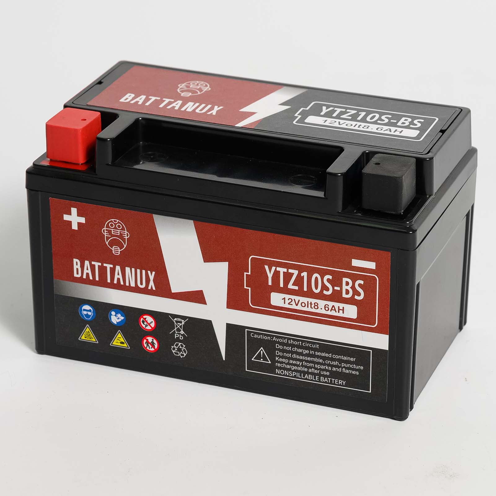 Battanux YTZ10S-BS Battery & Motorcycle Battery, Sealed SLA/AGM 12Volts8.6Ah