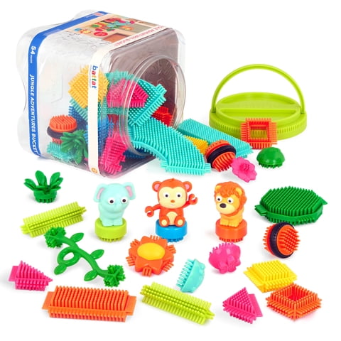 Battat Bristle Blocks Jungle Adventures 54 Plastic Sensory Blocks, Toddler and Preschool Toys