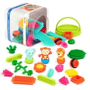 Battat Bristle Blocks Jungle Adventures 54 Plastic Sensory Blocks, Toddler and Preschool Toys