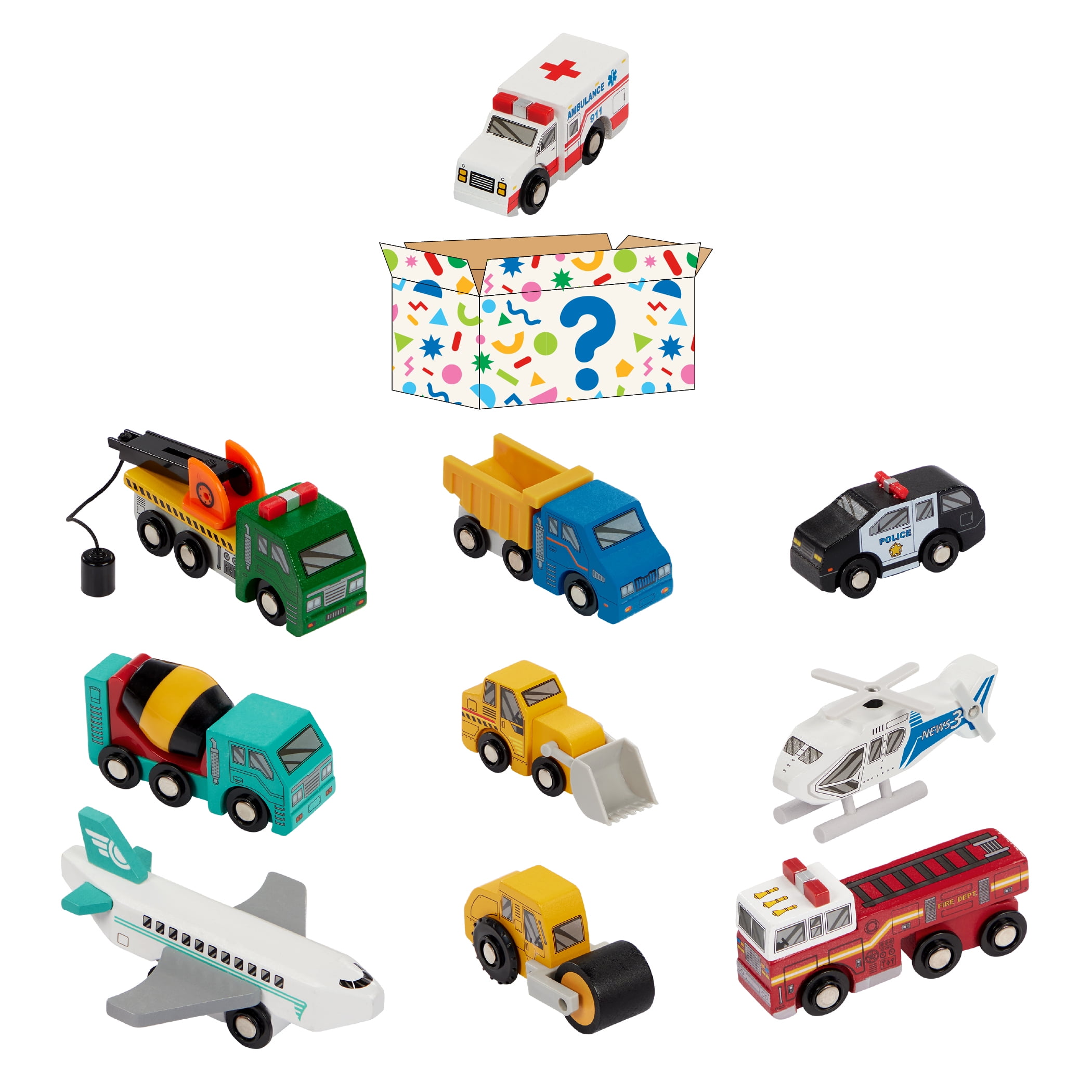 Battat Classic Wooden Vehicle Surprise – Mini Toy Vehicle Assortment for Ages 3 Years +